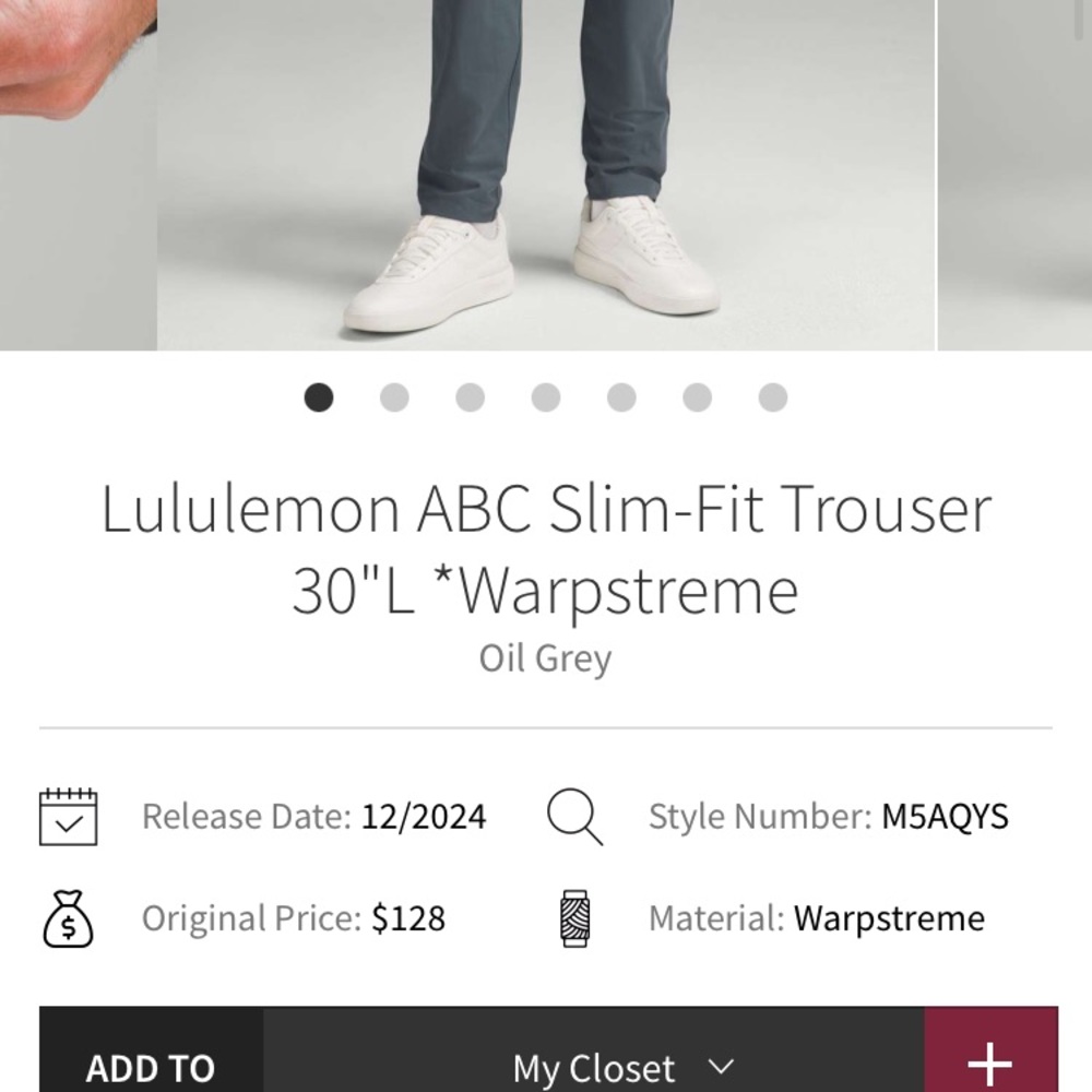 lululemon athletica ABC Slim-Fit Trouser — Oil Grey